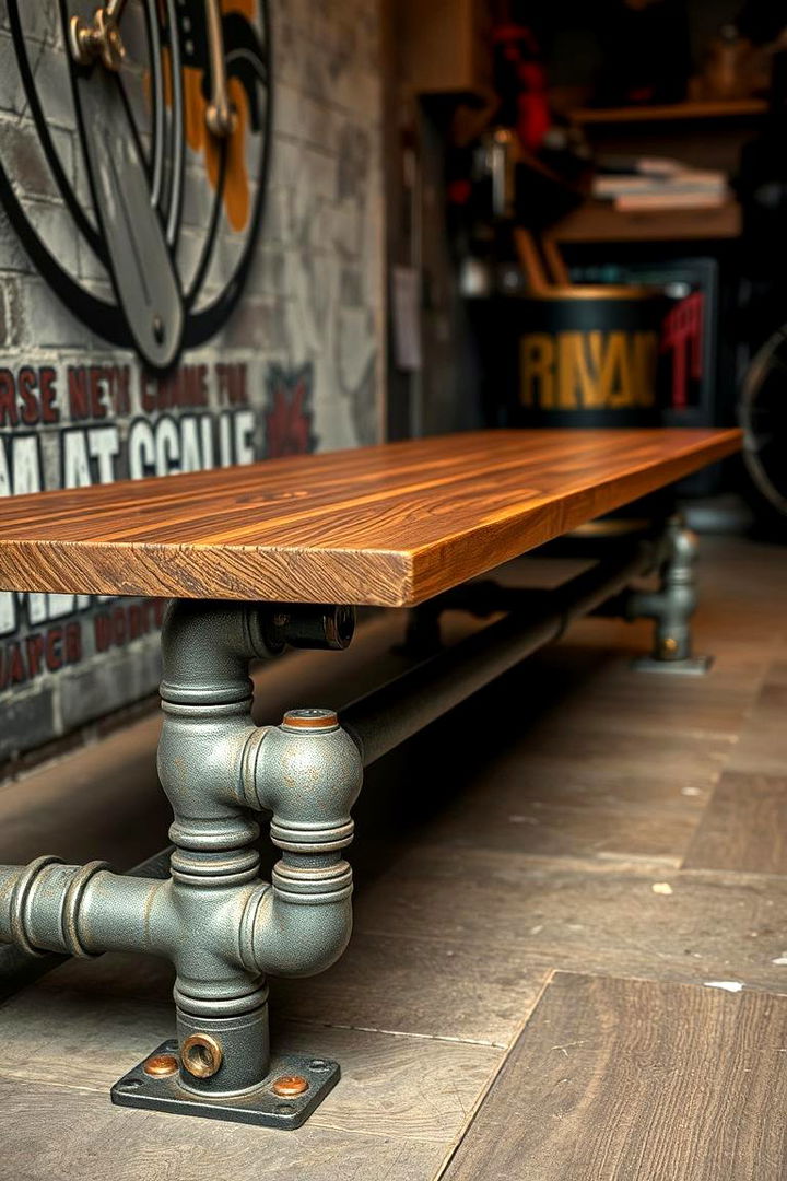 Industrial Pipe Bench Edge - 22 Man Cave Seating Ideas