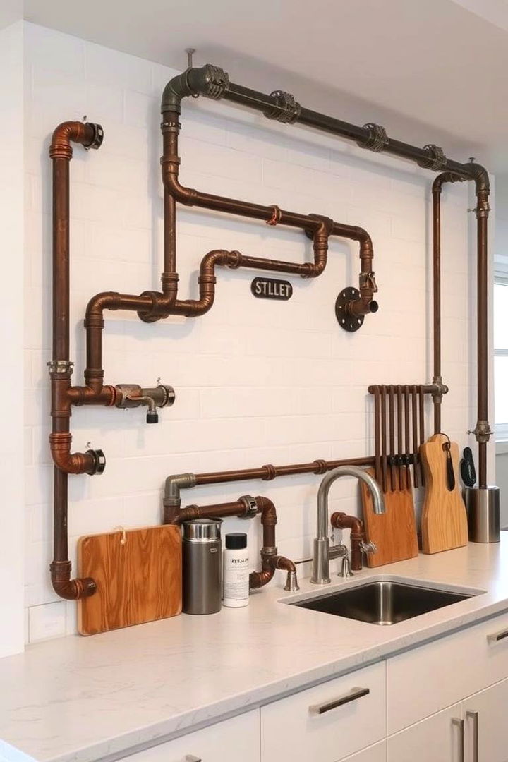 Industrial Pipe Displays - 22 Kitchen Wall Decor Ideas