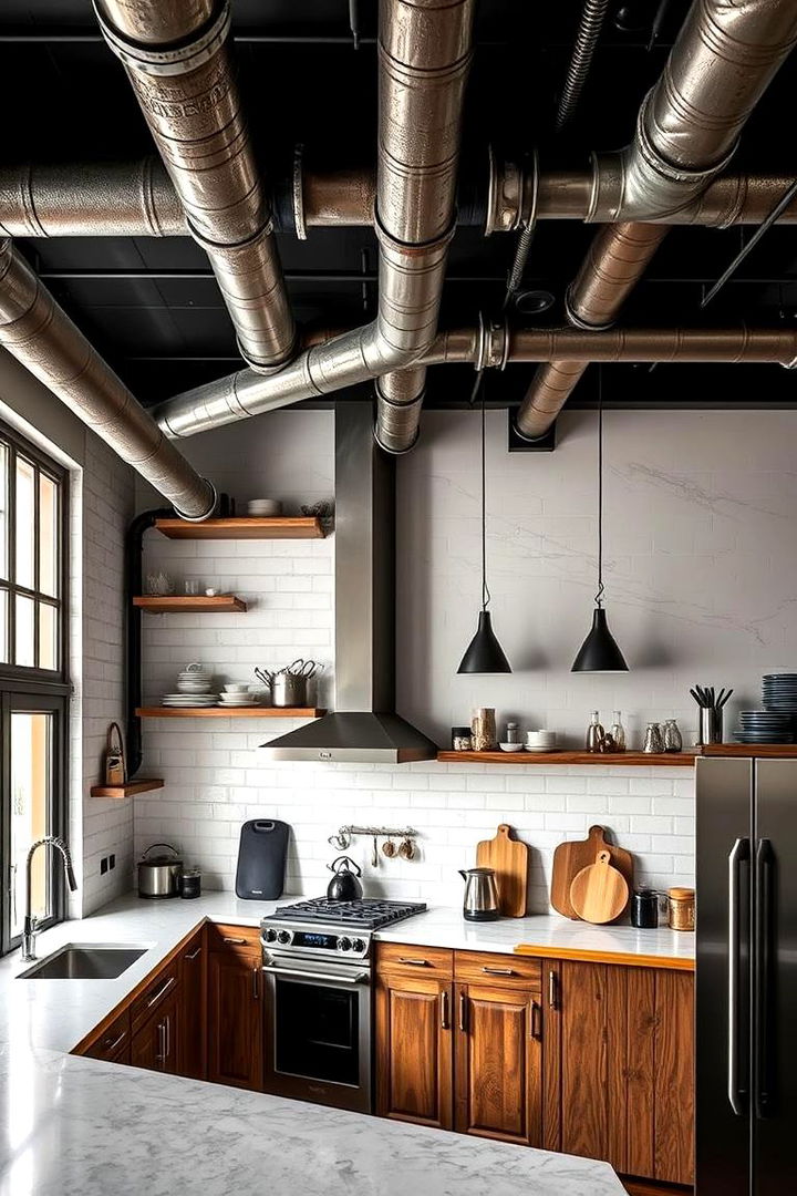 Industrial Pipe Inspired Soffits - 22 Kitchen Soffit Ideas