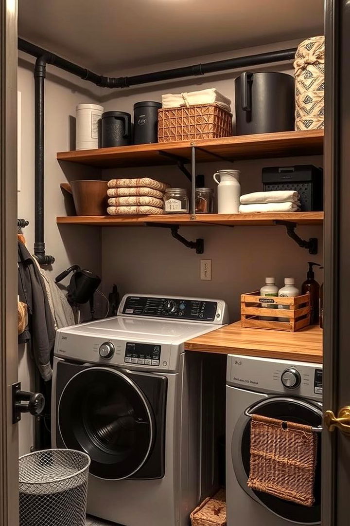 Industrial Pipe Shelves - 22 Laundry Room Shelf Ideas
