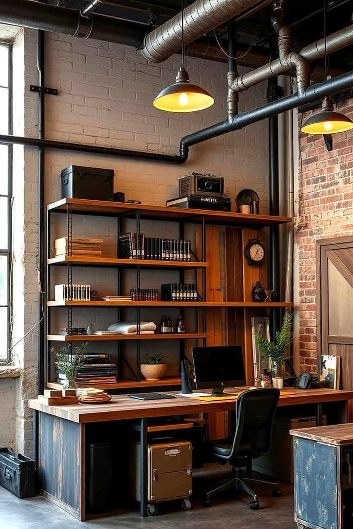Industrial Pipe Shelving - 22 Office Shelving Ideas