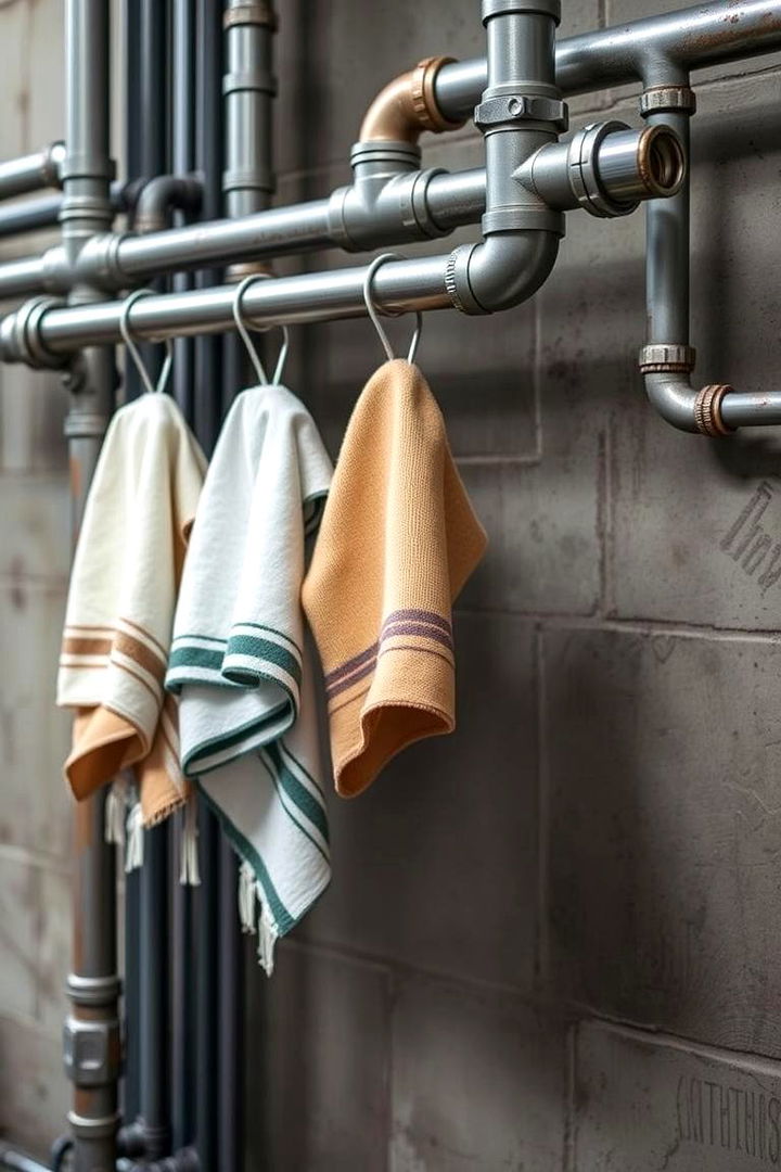 Industrial Pipe Towel Rack - 22 Towel Display Ideas