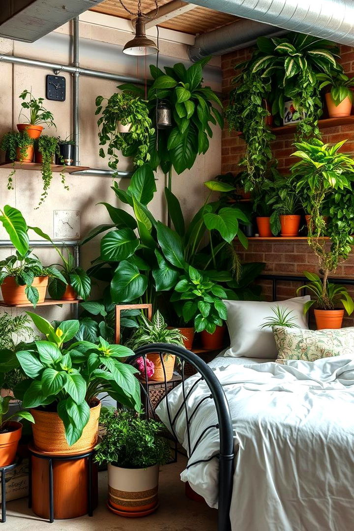 Industrial Plants and Greenery - 22 Industrial Bedroom Ideas