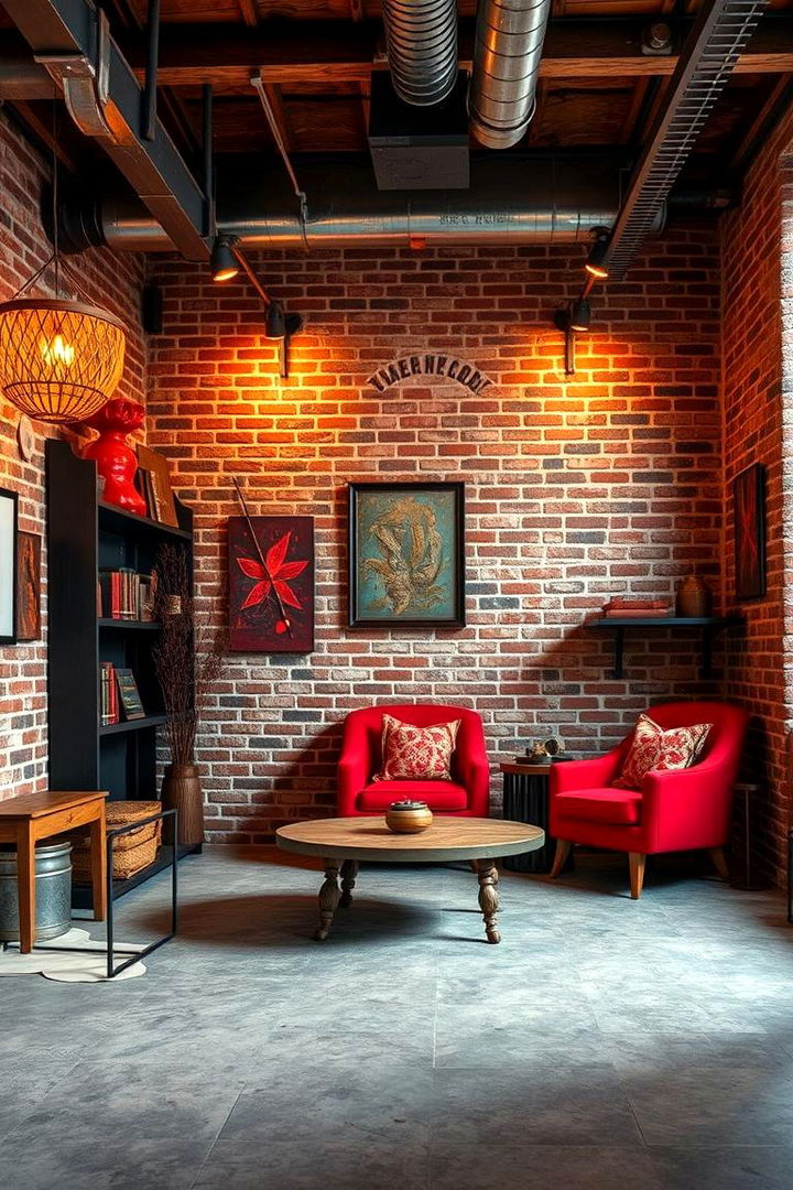 Industrial Red Accents - 22 Red Living Room Ideas