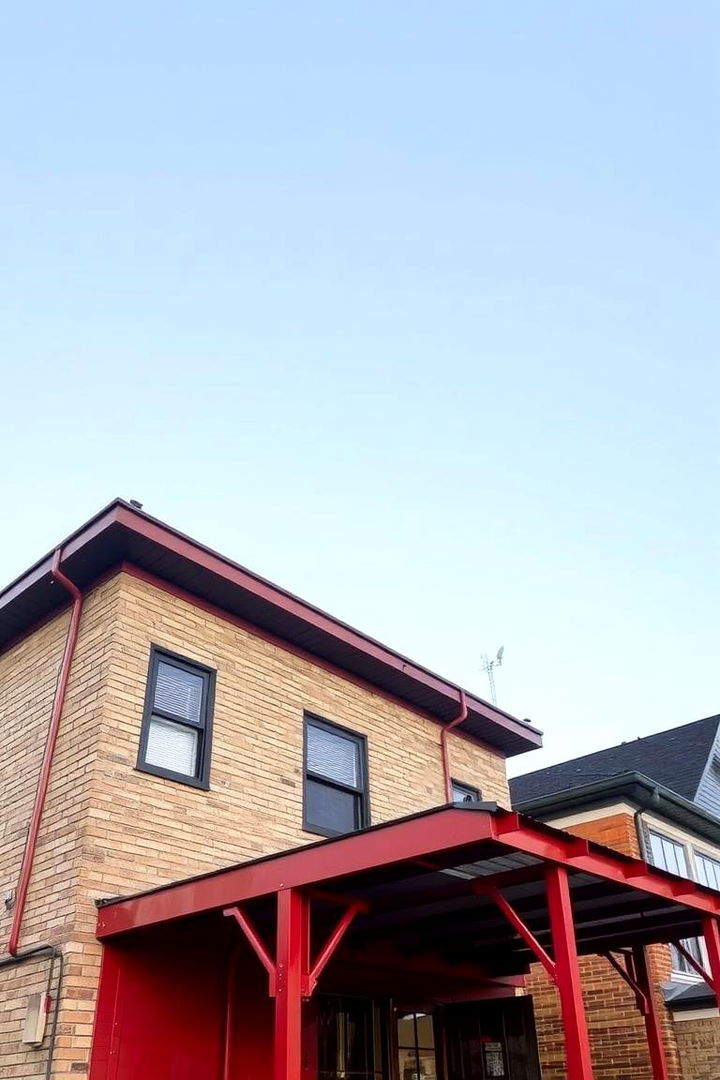 Industrial Red Facade Accents - 22 red home exterior ideas