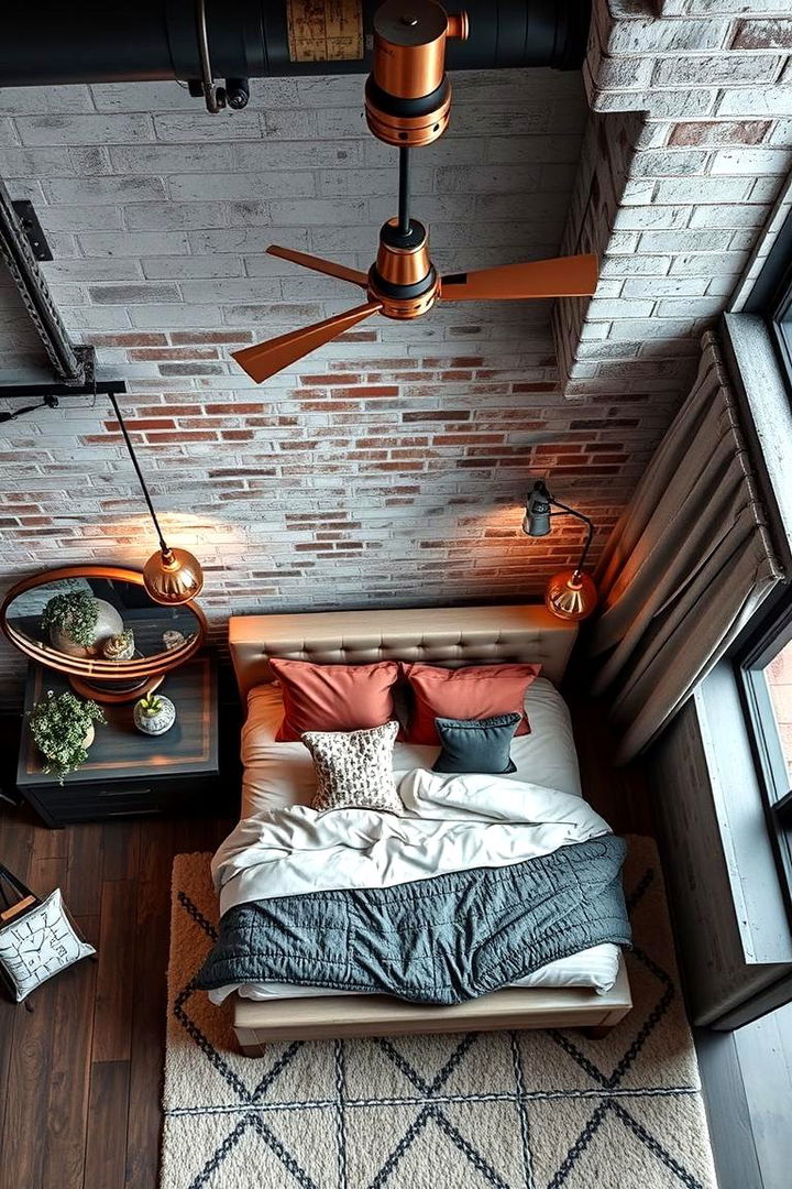 Industrial Rose Gold Details - 22 Rose Gold Bedroom Ideas