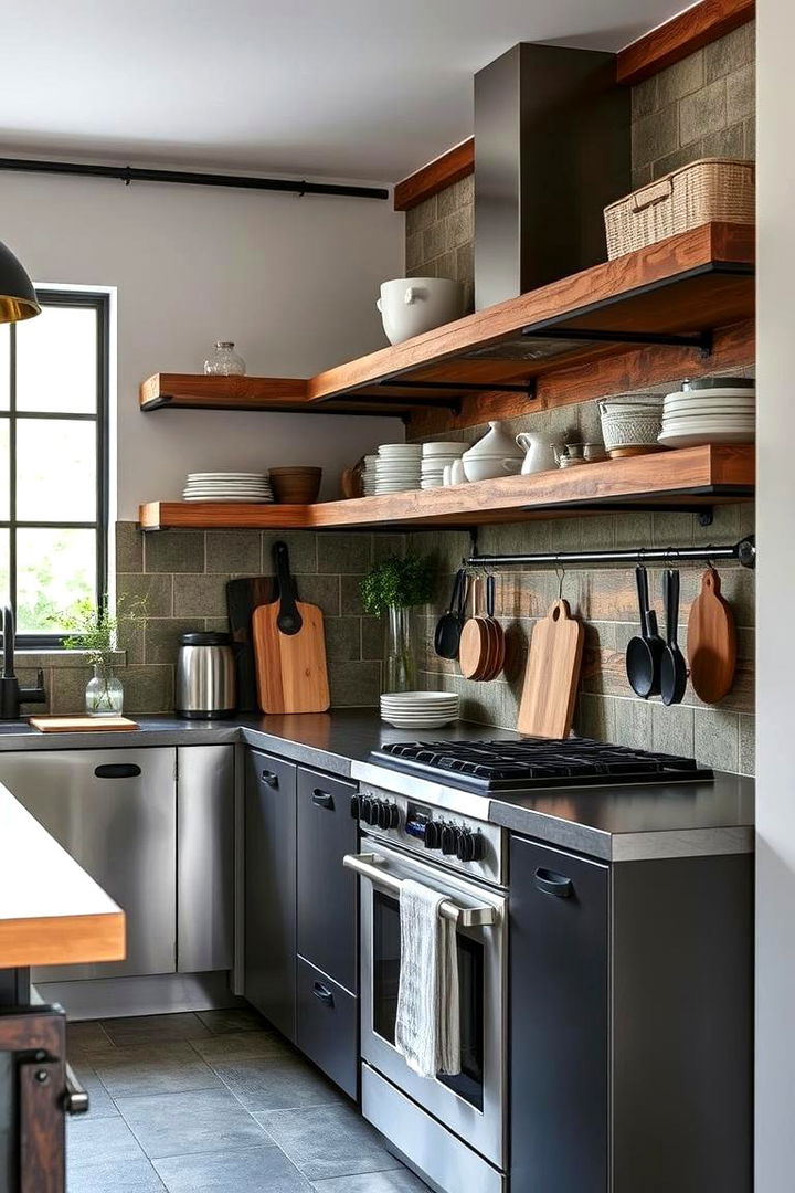 Industrial Rustic Fusion - 22 Open Shelving Kitchen Ideas