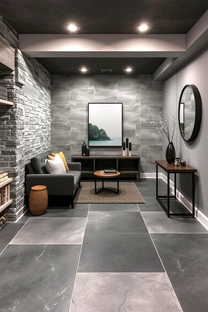 Industrial Slate Finishes - 22 Basement Floor Ideas