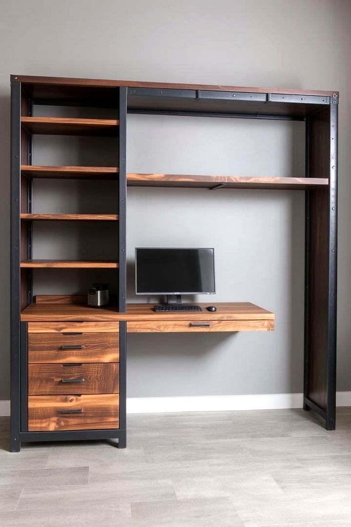Industrial Style Built in Desk Designs - 22 Built-in Desk Ideas