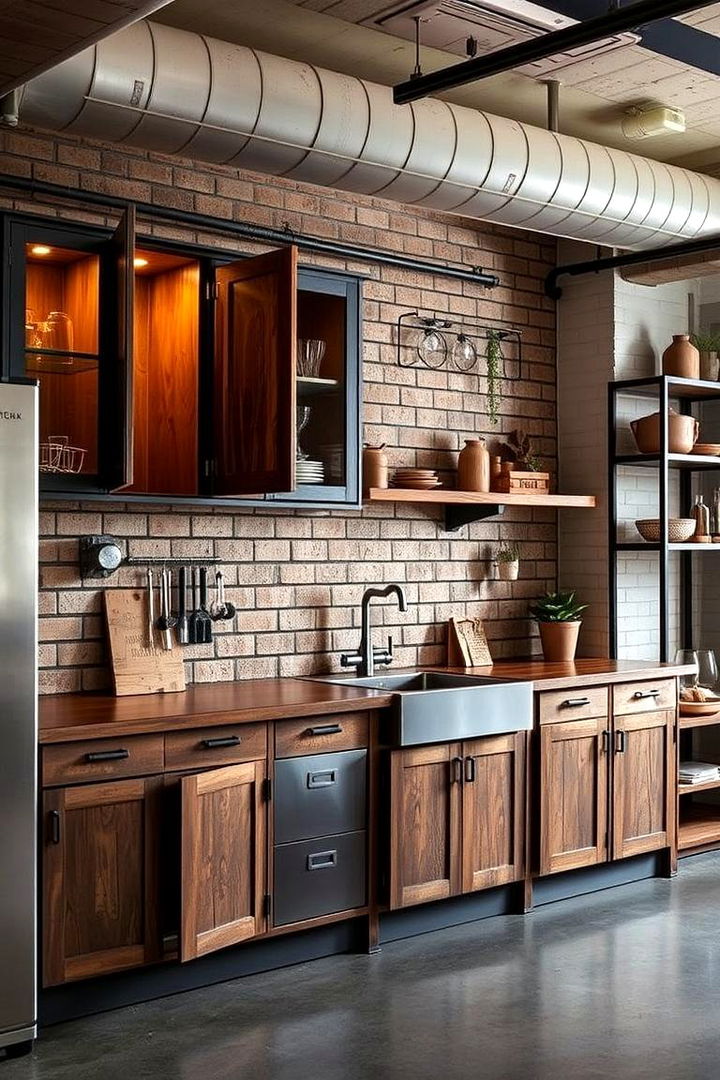 Industrial Style Cabinets with Open Frames - 22 Kitchen Cabinet Ideas