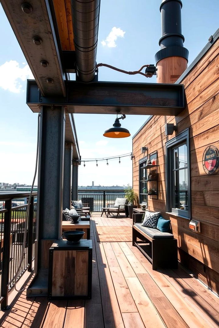 Industrial Style Deck with Metal Accents - 22 Large Deck Ideas