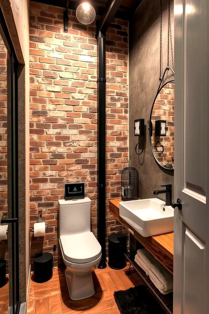Industrial Style Exposed Brick Like Panels for Urban Appeal - 22 Bathroom Wall Paneling Ideas