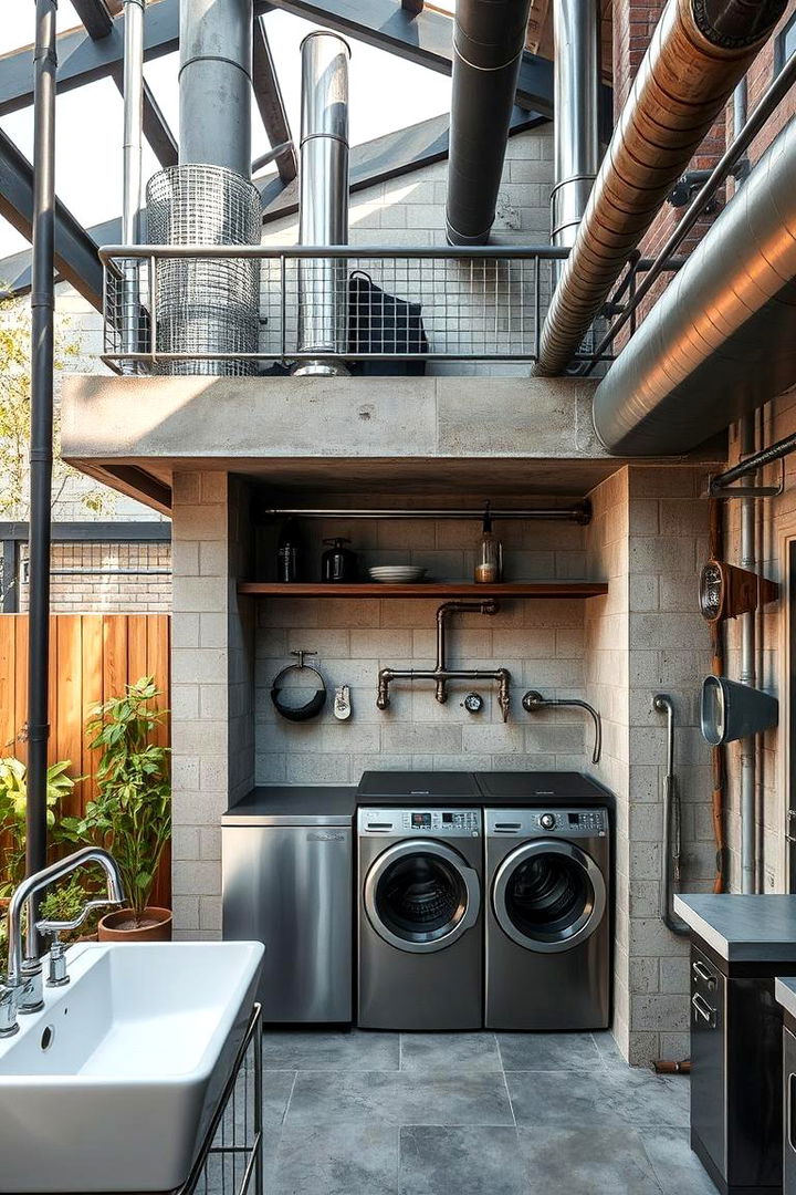 Industrial Style Laundry Loft - 22 Outdoor Laundry Area Design Ideas