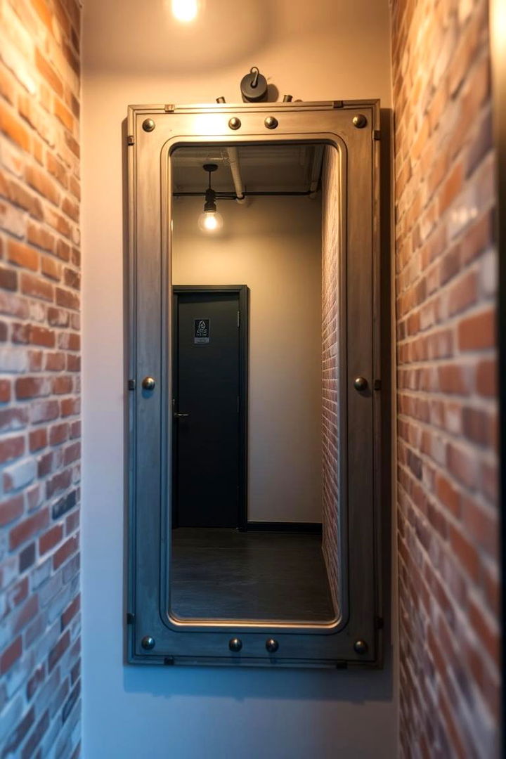 Industrial Style Metal Mirror - 22 hallway mirror ideas