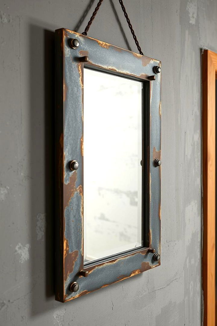 Industrial Style Metal Mirror - 22 Entryway Mirror Ideas