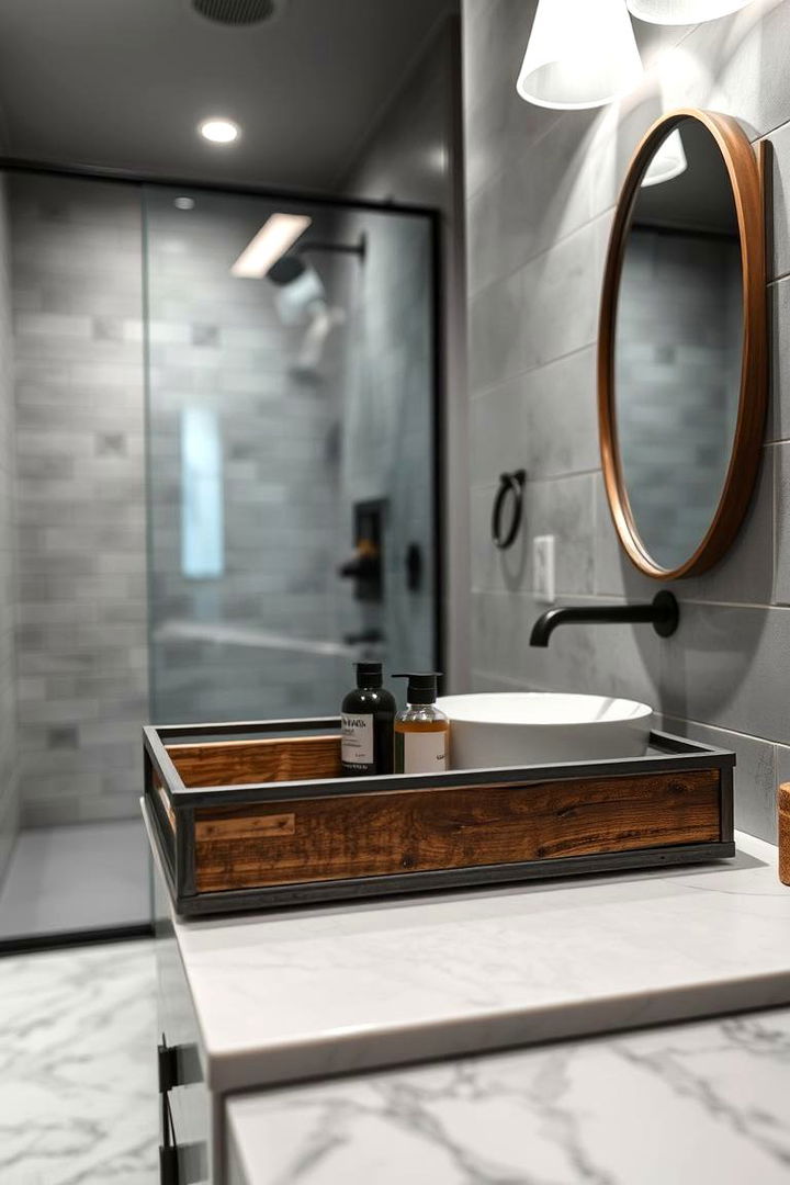 Industrial Style Tray - 22 Bathroom Tray Ideas