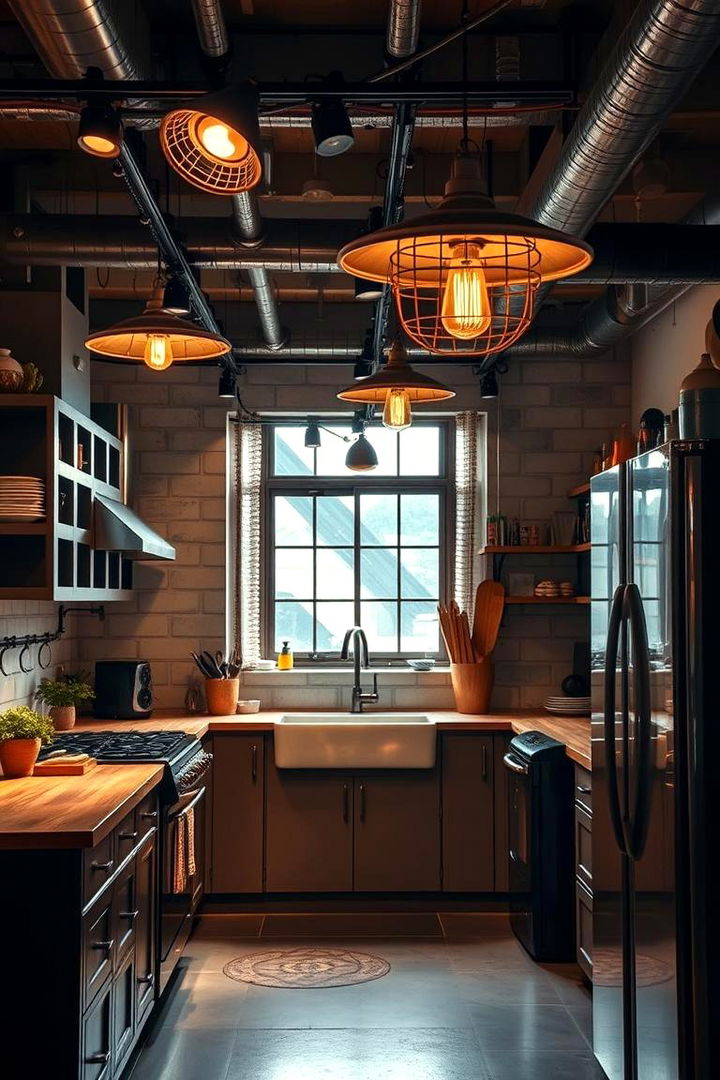 Industrial Style Vintage Track Lights - 22 Kitchen Track Lighting Ideas
