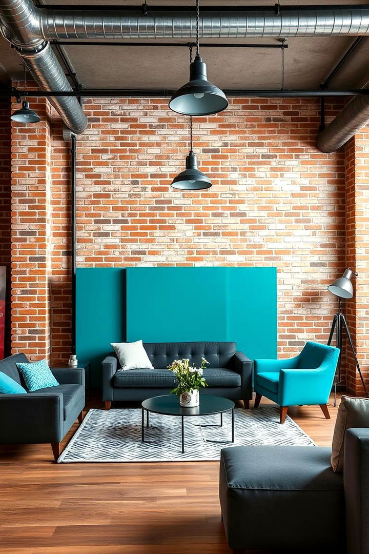 Industrial Teal Vibe - 22 Teal Living Room Ideas