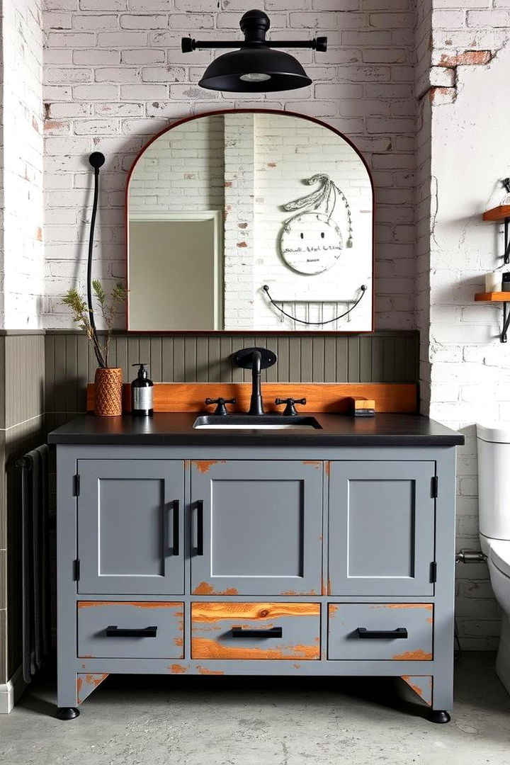Industrial Touch Grey Vanity - 22 Grey Bathroom Vanity Design Ideas