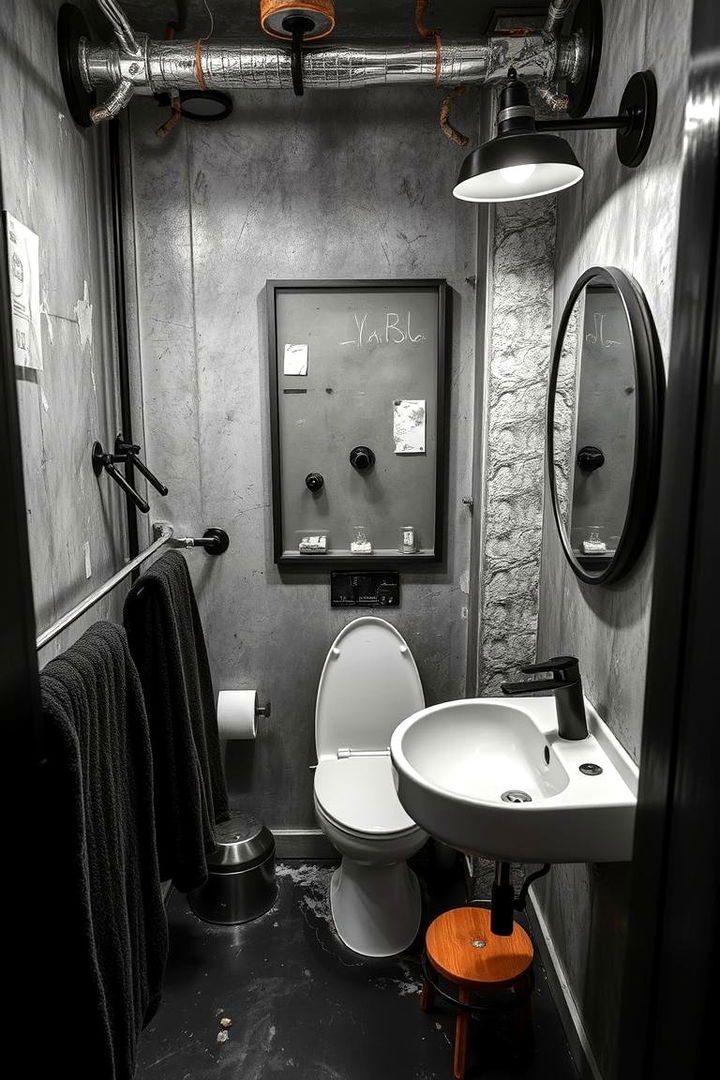 Industrial Touches for Urban Chic - 22 Black and White Powder Room Ideas