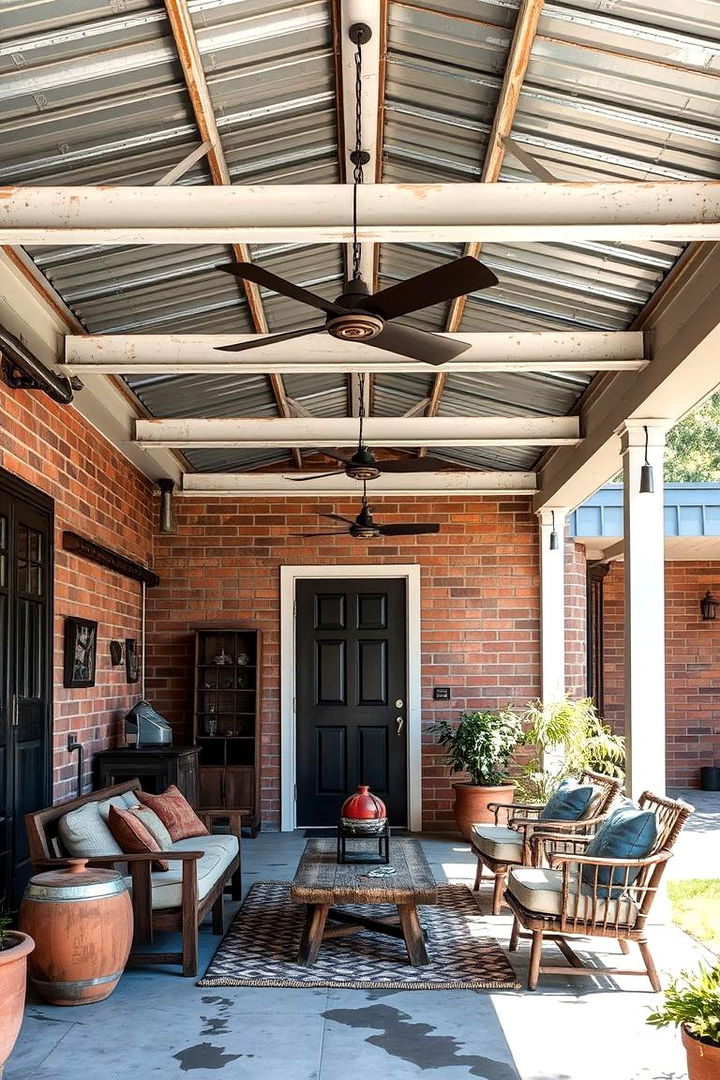 Industrial Urban Chill - 22 Metal Roof Porch Design Ideas