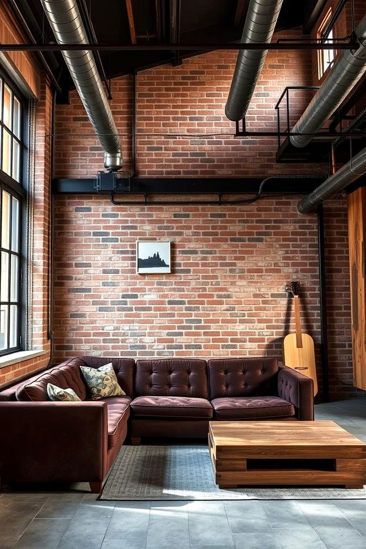 Industrial Urban Vibe - 22 Dark Brown Couch Living Room Ideas