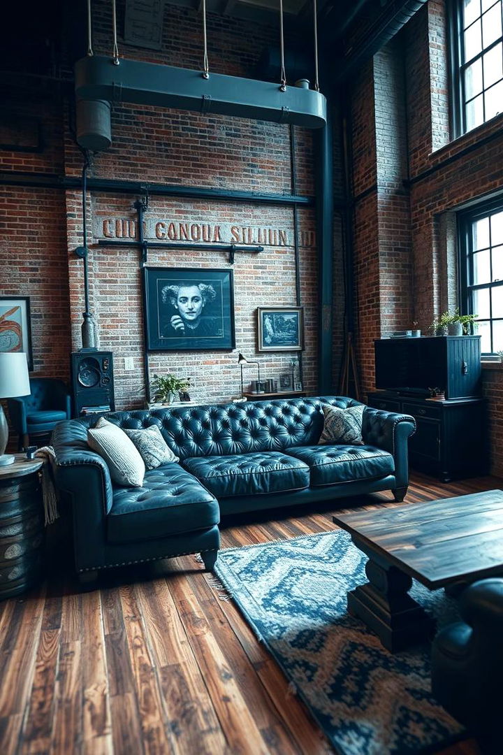 Industrial Vibes with a Sleek Black Sofa - 22 Black Couch Living Room Ideas