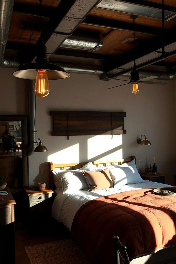 Industrial Western Lighting for Bold Statements - 22 Western Bedroom Ideas