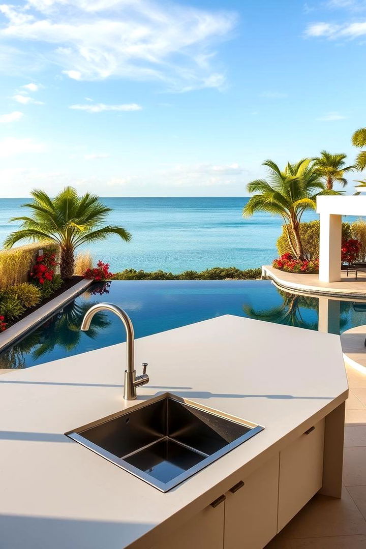 Infinity Poolside Kitchen - 22 Luxury Outdoor Kitchen Ideas