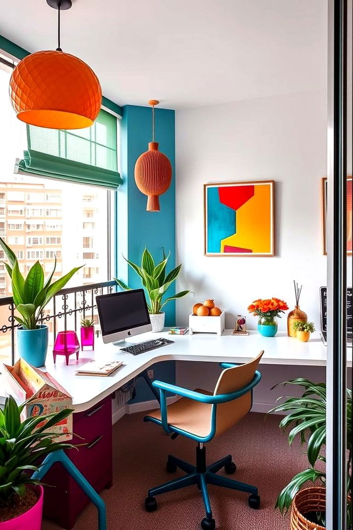 Infusing Colorful Accents - 22 Balcony Office Ideas