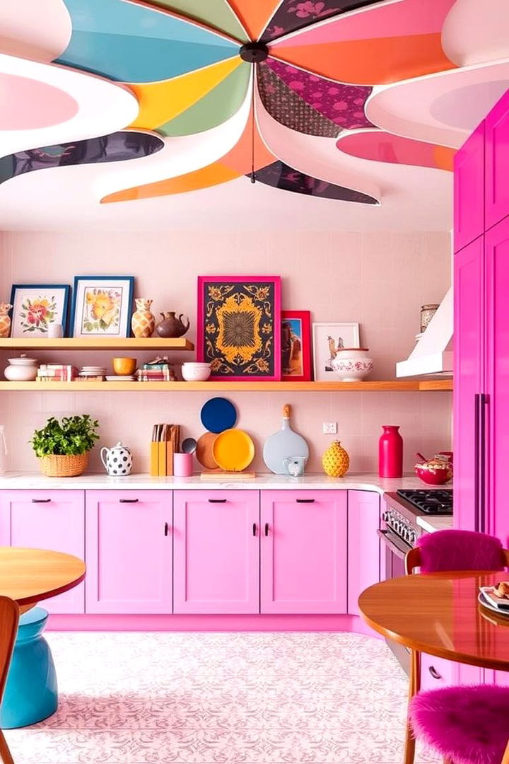 Infusing Vibrant Accents and Decor Pieces - 22 Sloped Ceiling Kitchen Ideas
