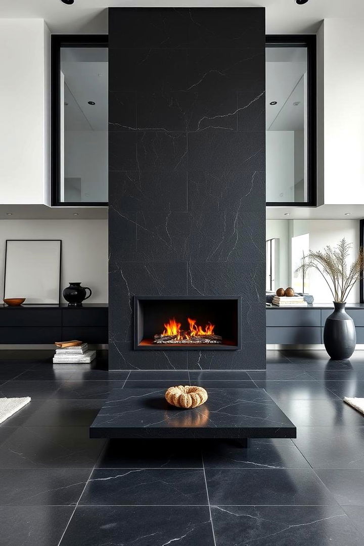 Innovative Carbonized Black Stone Fireplace - 22 Black Stone Fireplace Ideas