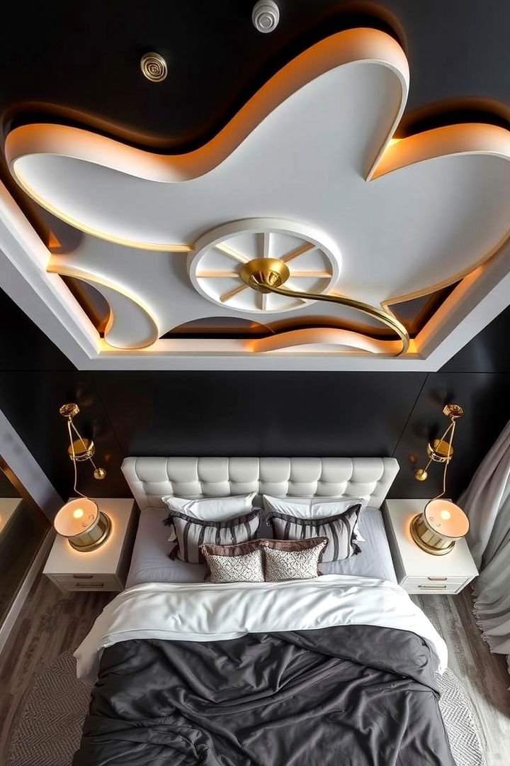 Innovative Ceiling Features - 22 Black and Gold Bedroom Ideas