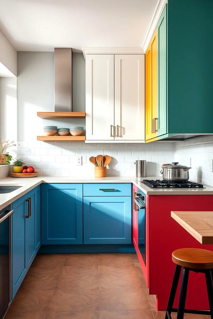 Innovative Color Blocking - 22 Painting Kitchen Cabinet Ideas