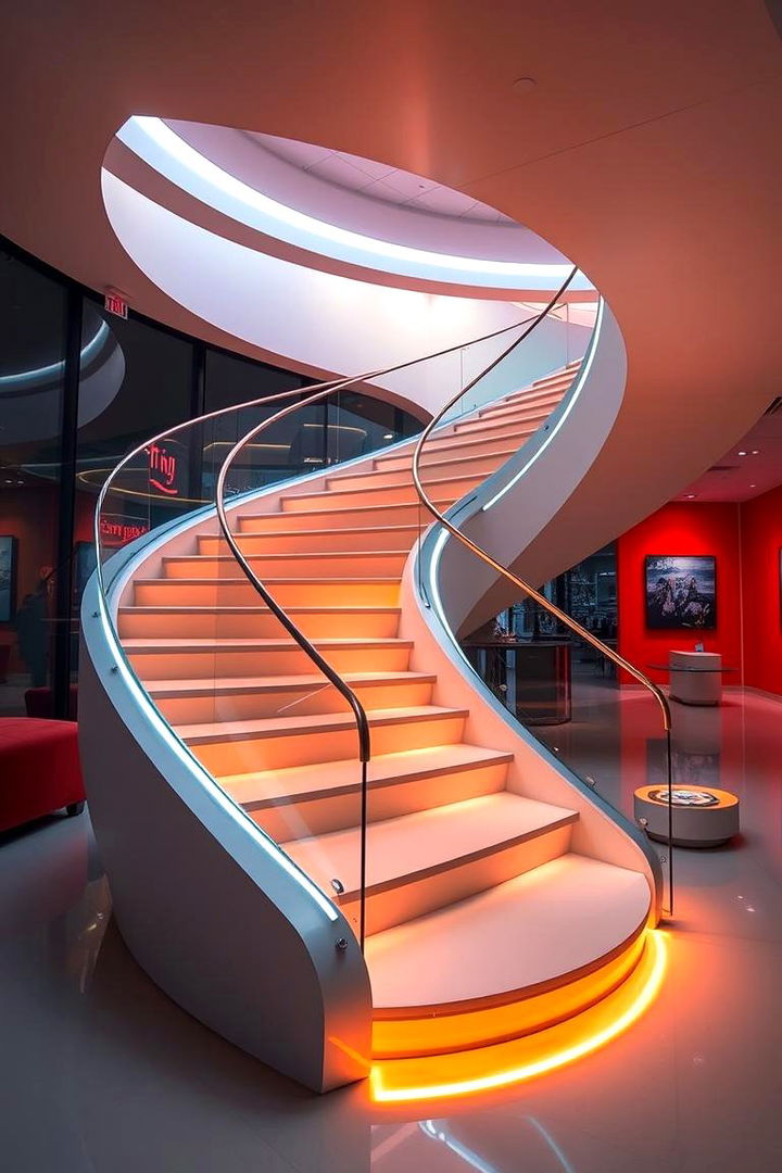 Innovative Curved Staircase with LED Accents - 22 Curved Staircase Ideas
