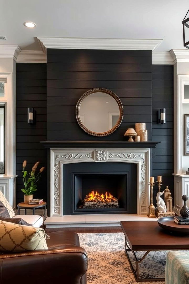 Innovative Detailing Mastery - 22 Black Shiplap Fireplace Ideas