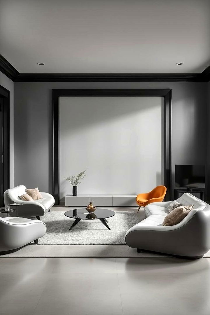 Innovative Furniture Selection - 22 Living Room With Grey Walls and Black Trim