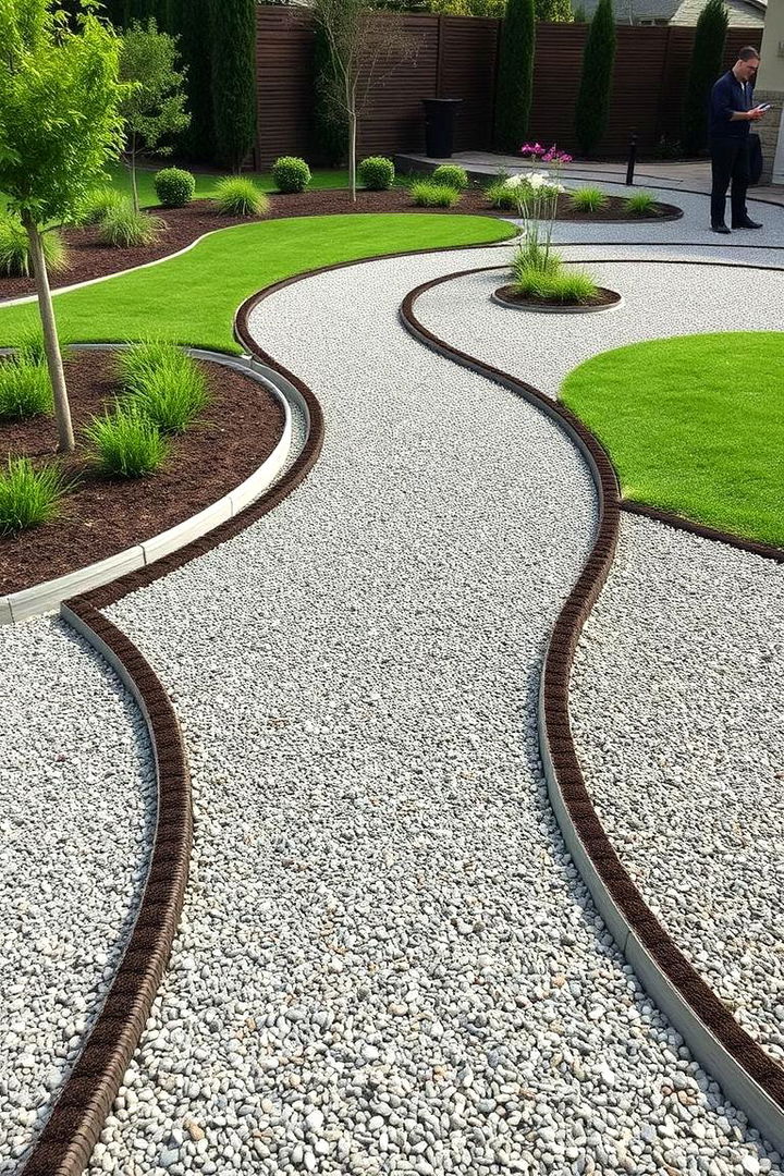 Innovative Gravel Layouts with Edging - 22 Gravel Driveway Ideas