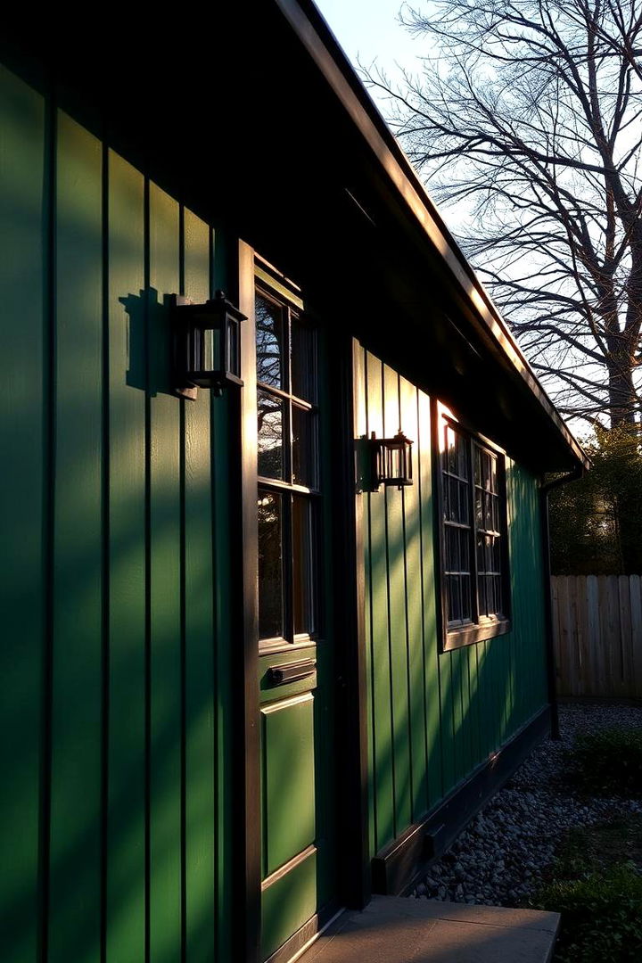 Innovative Lighting Design - 22 Forest Green House With Black Trim