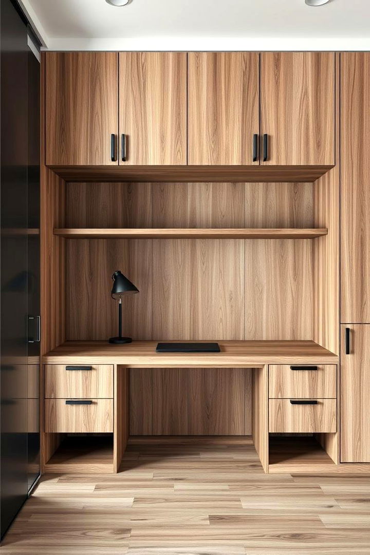 Innovative Material Mix in Built in Desks - 22 Built-in Desk Ideas