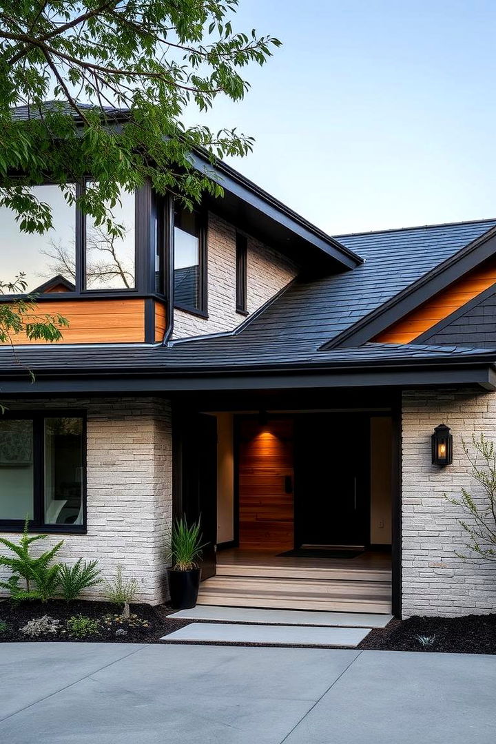 Innovative Material Mix - 22 Exterior Home with a Black Roof Ideas