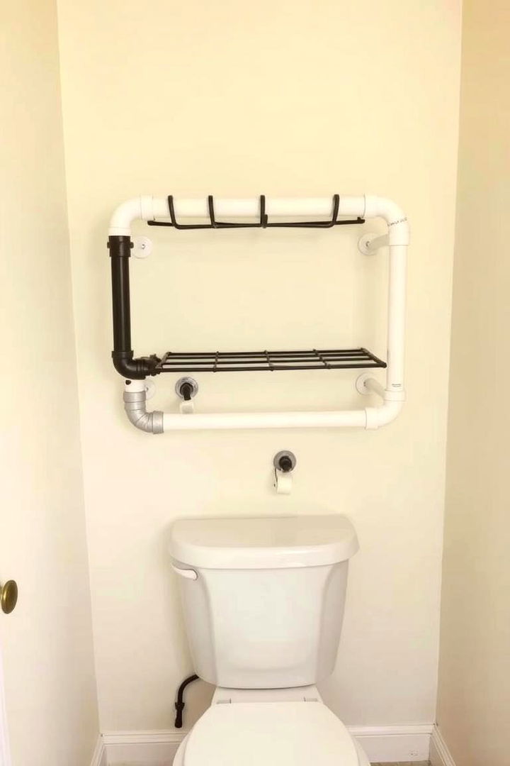 Innovative PVC Pipe Rack - 22 Over Toilet Storage Ideas