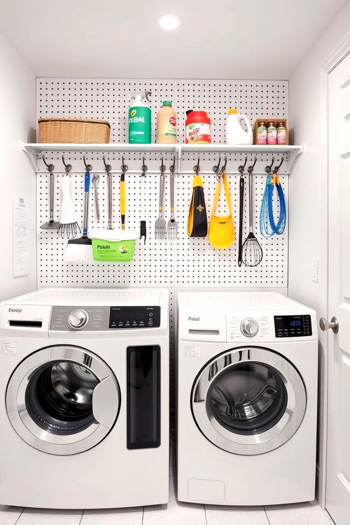 Innovative Pegboard System - 22 Laundry Room Storage Ideas