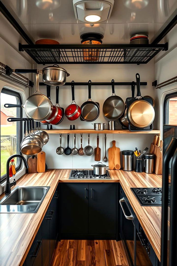 Innovative Pot Racks - 22 Mobile Home Kitchen Ideas