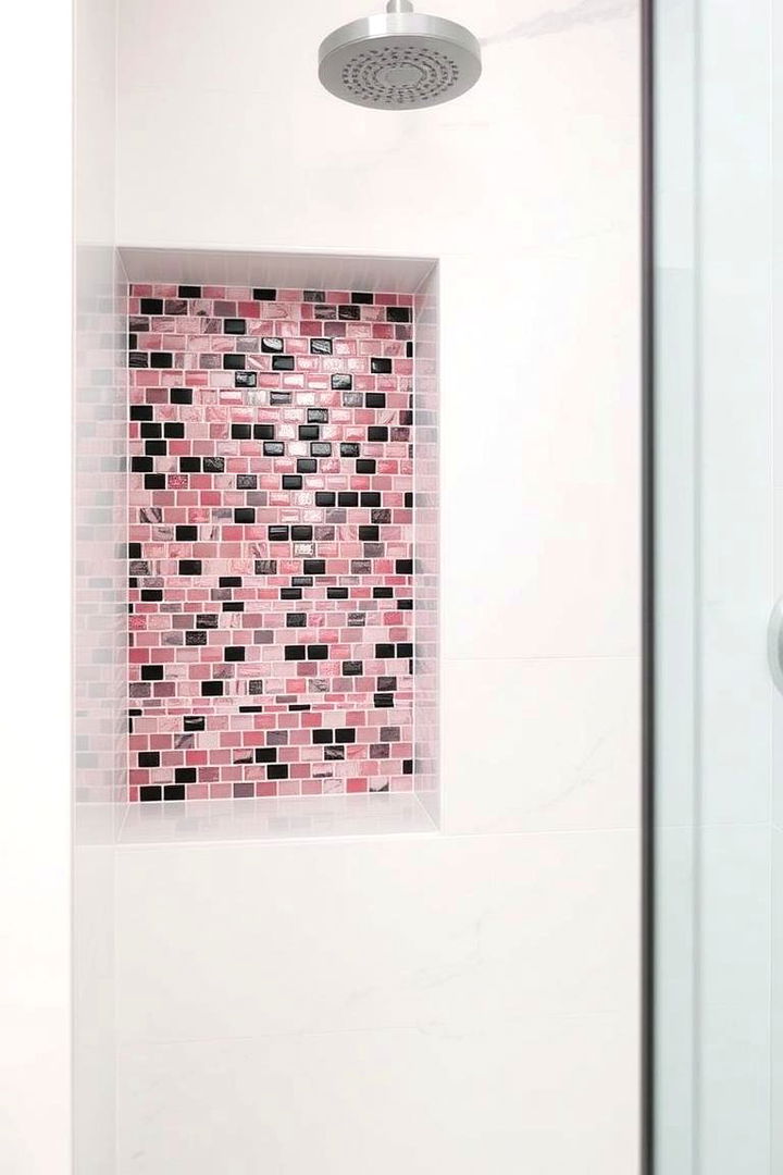 Innovative Shower Niches - 22 Pink and Black Bathroom Ideas