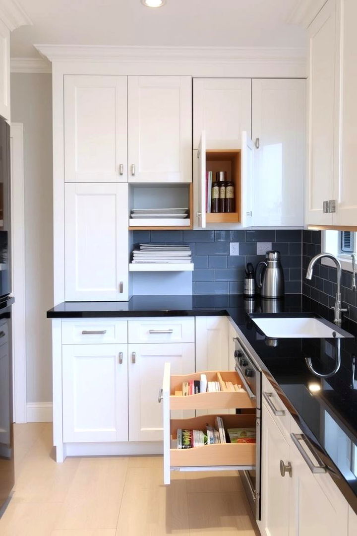 Innovative Storage Solutions - 22 Kitchen With White Cabinets and Black Countertops Ideas