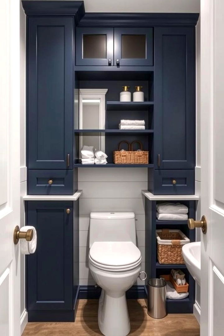 Innovative Storage Solutions - 22 navy blue powder room ideas