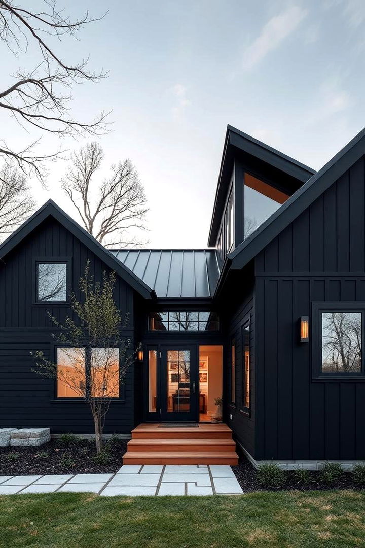 Innovative Structural Elements - 22 Black Modern Farmhouse Exterior Design Ideas