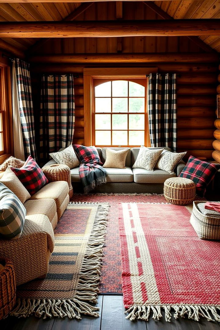 Innovative Textile and Pattern Play - 22 Log Cabin Interior Design Ideas