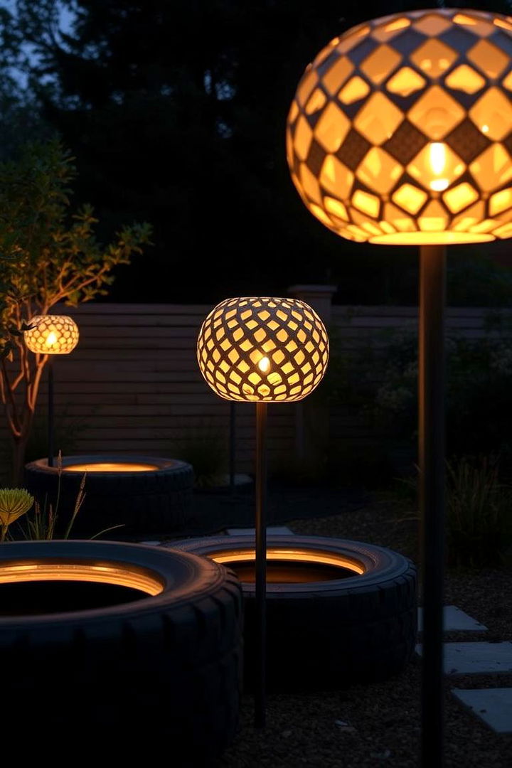 Innovative Tyre Outdoor Lighting Fixtures - 22 Recycled Tyre Garden Art Ideas